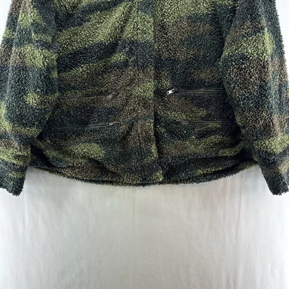 LNA Clothing Jacket Womens Size S Deep Pile Fleece Camo Utility Snap Front Green - Picture 5 of 12
